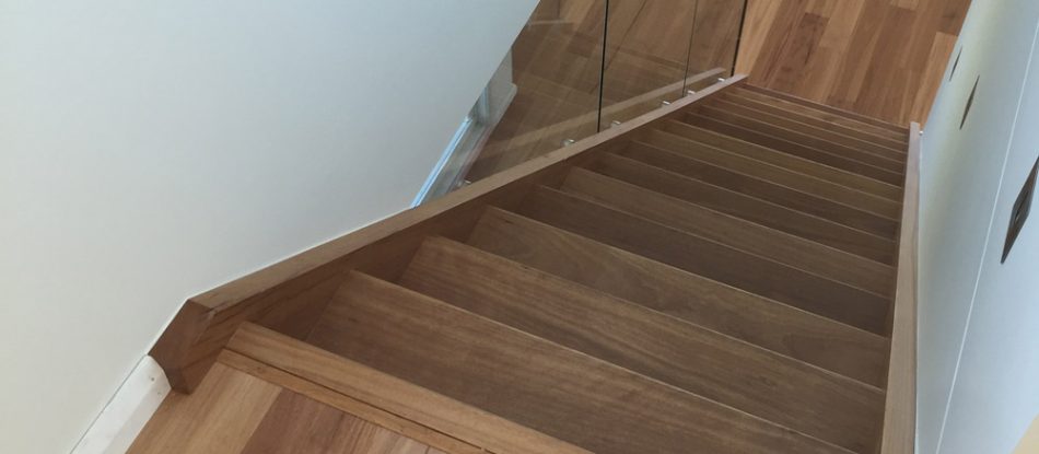 Blackbutt Brushedmatt Wooden Stairs — Timber Floors In Central Coast, NSW
